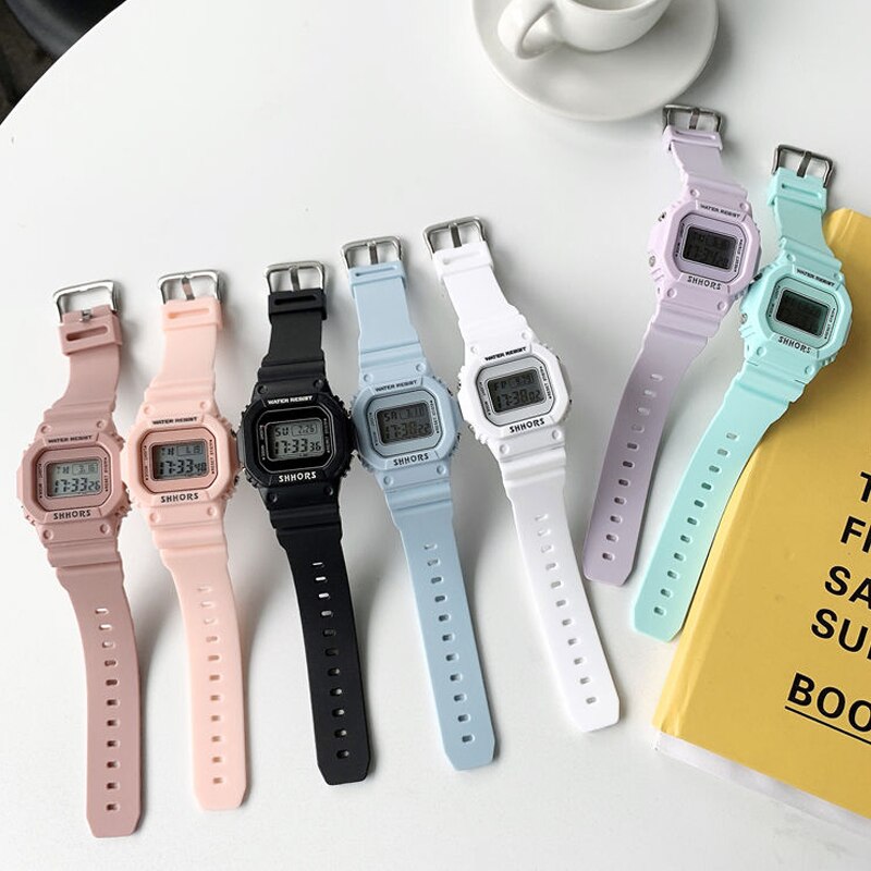 Transparent digital lysande klocka fyrkantig kvinnor klockor sport elektronisk armbandsur reloj mujer klocka