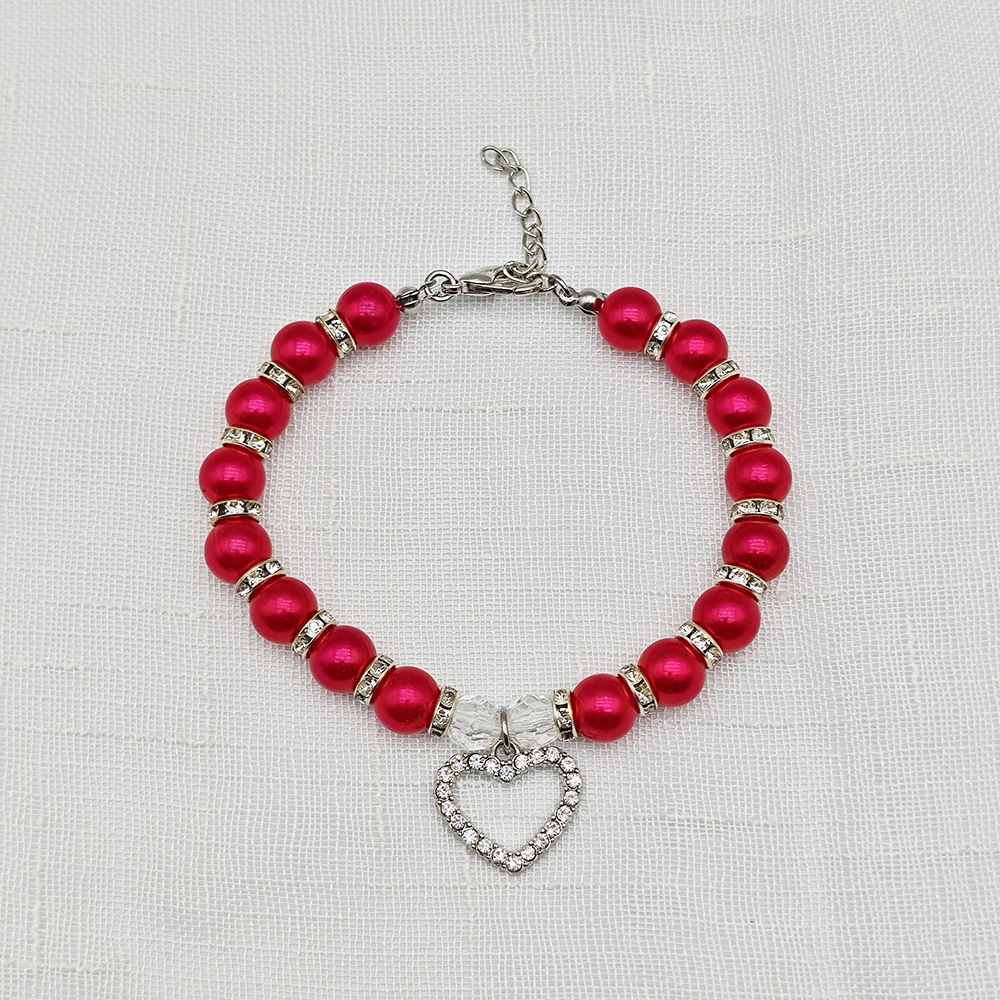 collier de perles pour animaux de compagnie mignon avec pendentif en strass en forme de coeur collier de chien de chat réglable bijoux pour petits animaux de compagnie 8 couleurs: M / GRIS