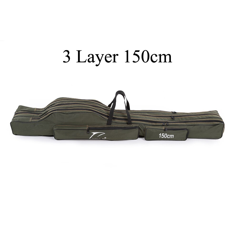 FDDL Portable Folding Fishing Bags Rod Carrier Canvas Fishing Pole Tools Storage Bag Case Fishing Gear Tackle 120/130/ 150cm: 3 layer 150cm