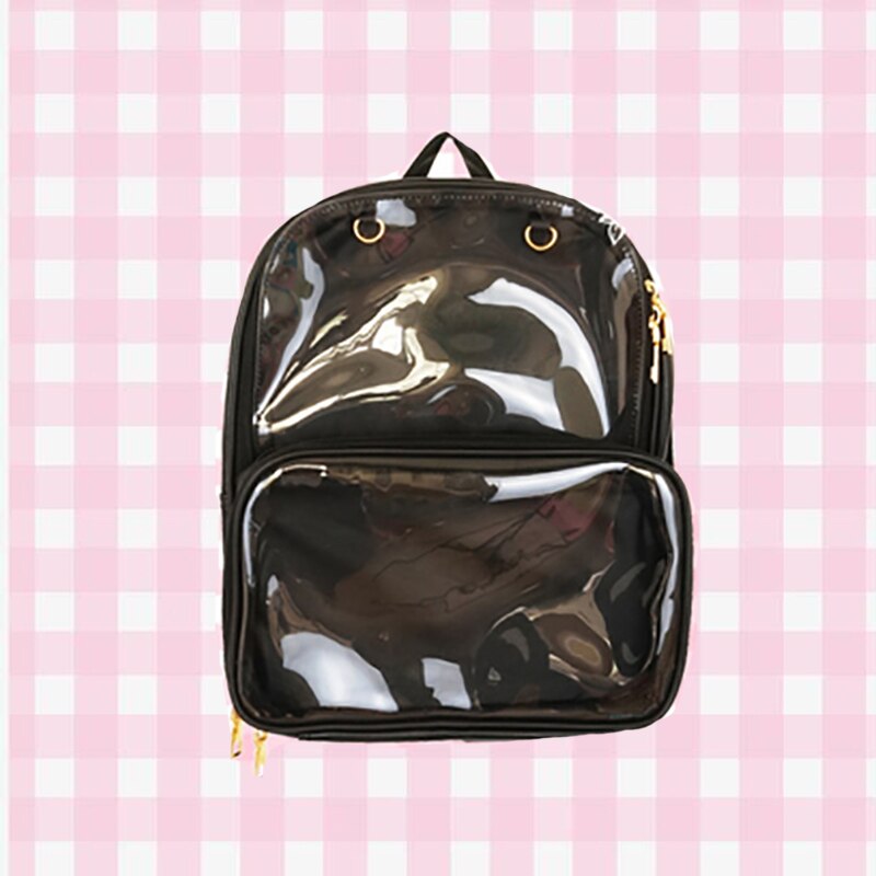 ita Bag Women Kawaii Clear Backpack 7 colors Ladies Transparent Backpack Teenage Girls Lovely Lolita bag Itabag H224: black