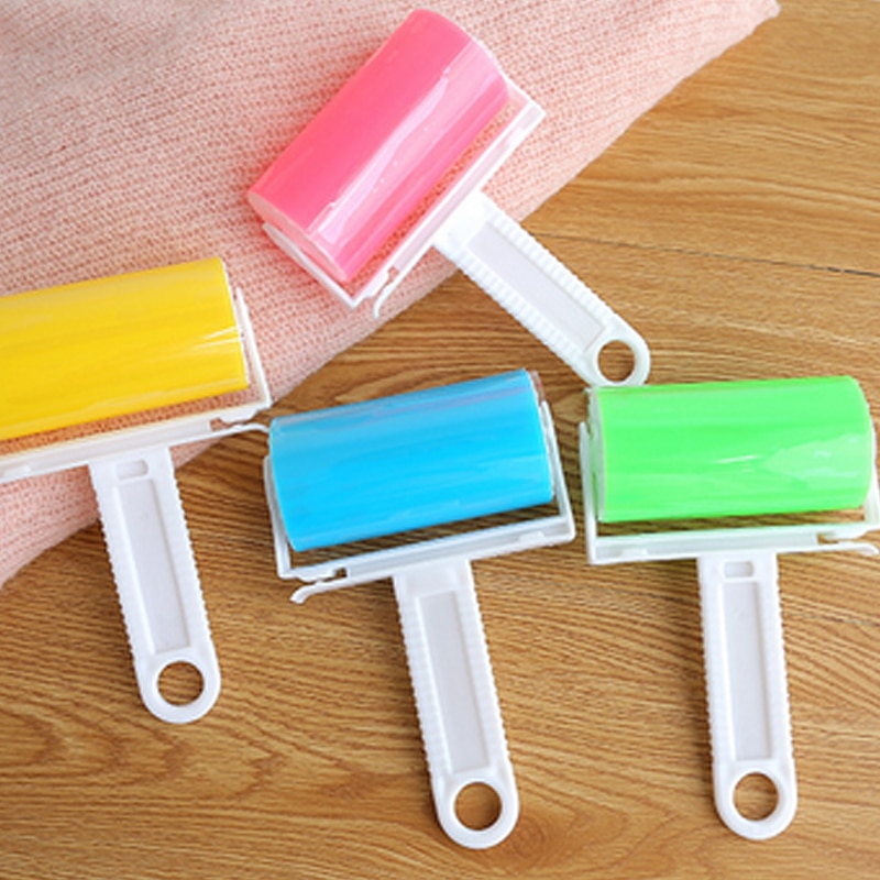 1pc Portable Washable Anti-Static Clothes Dust Removal Sticky Hair Tumble Lint Rollers for Wool Clothing Bedding with Cover