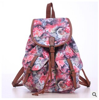 Mode Vrouwen Rugzak Canvas Afdrukken Rugzakken Bloemen Schooltassen Voor Tieners Meisjes Reizen Rugzak Sac A Dos Bolsas Mochilas: D