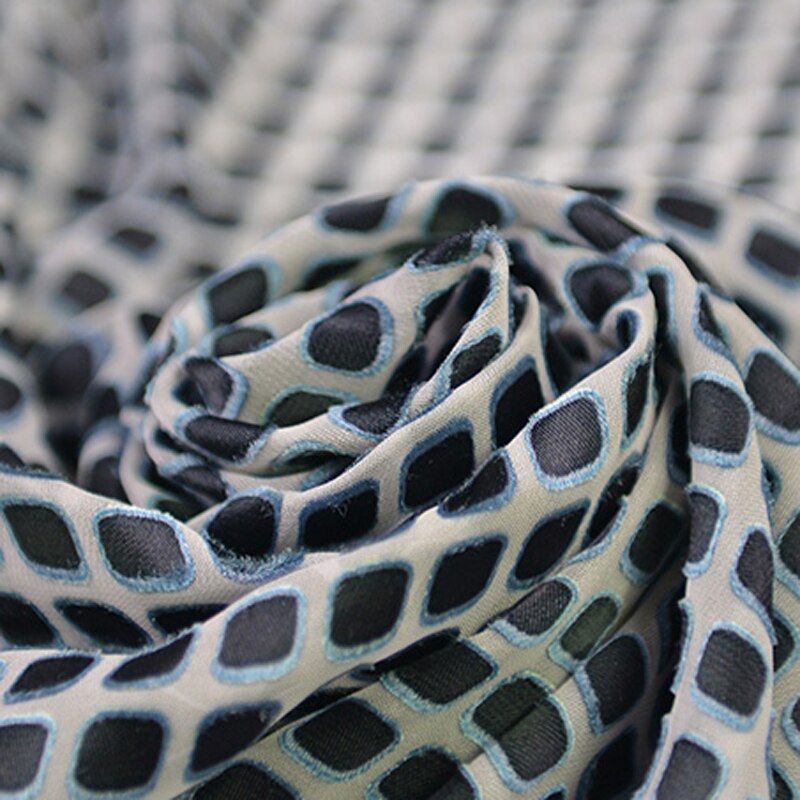 100cm * 140cm 3D Plaid Zijde Gaas Burn-out Charmeuse Zijde Stof Voor Avondjurk