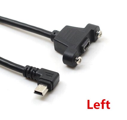 Mini Usb Up Down Links Haaks Elleboog Mini Usb B 5pin 2.0 Man-vrouw Verlengkabel 30 Cm 50 Cm Met Panel Mount Gat: Left