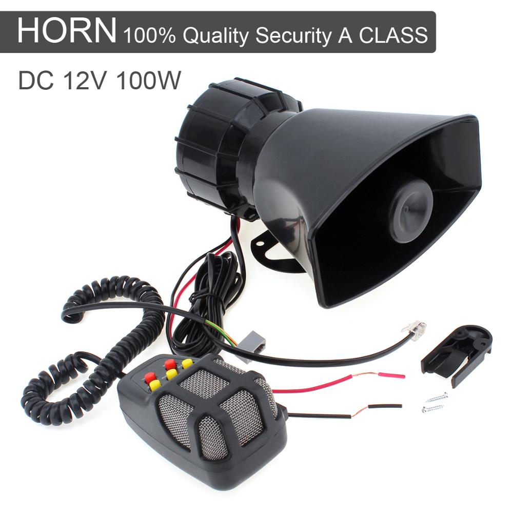 DC12V 100W Motorcycle Car Auto Vehicle Truck 3/5/7 Sound Tone Loud Horn Siren Police Firemen Ambulance Warning Alarm Loudspeaker