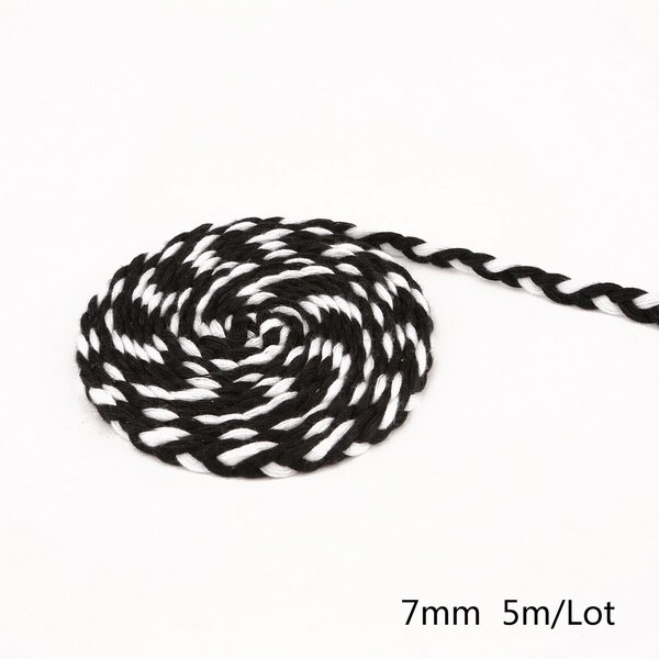 5 meter längd 7mm färgade polyestersnören flätat rep diy svart vit tjockt dekorativt rep garnlåda dekor hantverk: Färg 10