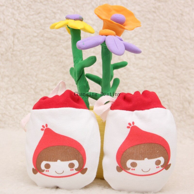 0-12 Months Baby Gloves Drawstring Adjustable Cartoon Anti-grabbing Face Little Bear Printed Glove Random