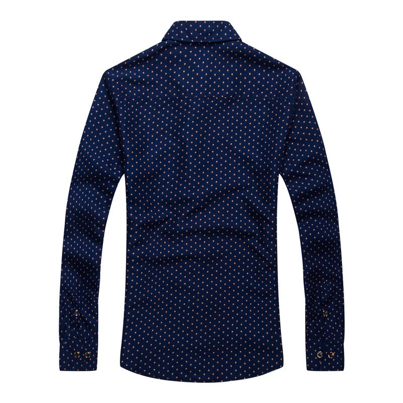 IceLion Summer Polka Dot Long Sleeve Mens Shirts Camisa Hombre Turn-down Collar Men's Shirts Casual Cotton Shirts