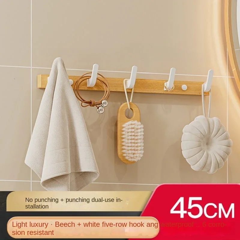 Gancho de madera de nogal para colgar ropa, soporte de tapa para colgar en la pared sin perforaciones, gancho para colgar en la puerta, llavero sin perforar: Gris oscuro