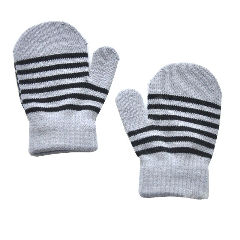 Inverno quente tricô luvas de lã para crianças 1-5 anos de idade d23-pinstripe envoltório para inverno quente tricô lã luvas: Light Gray Black