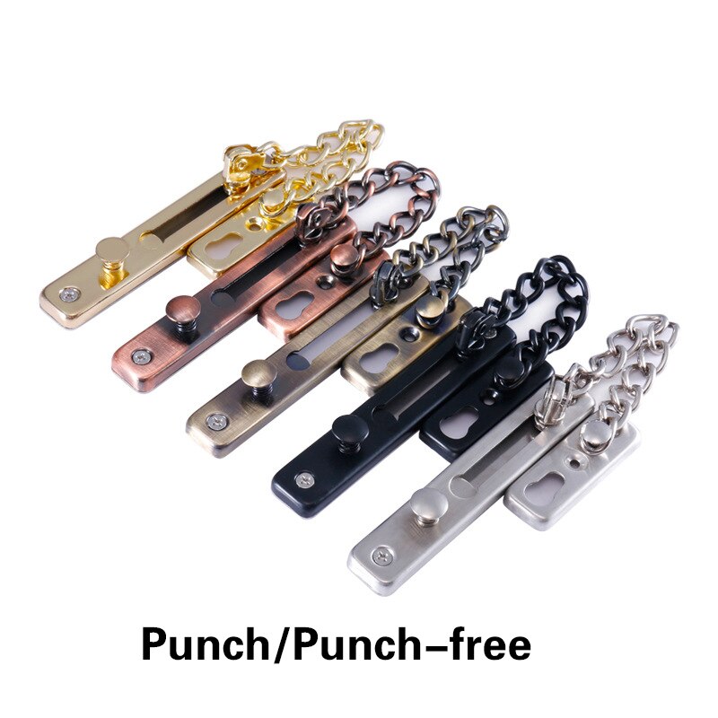 Verrou de porte en acier inoxydable Anti-vol | Chaîne de porte, verrou de porte, Bronze argent or noir, verrouillage de porte, matériel de verrouillage sans poinçon