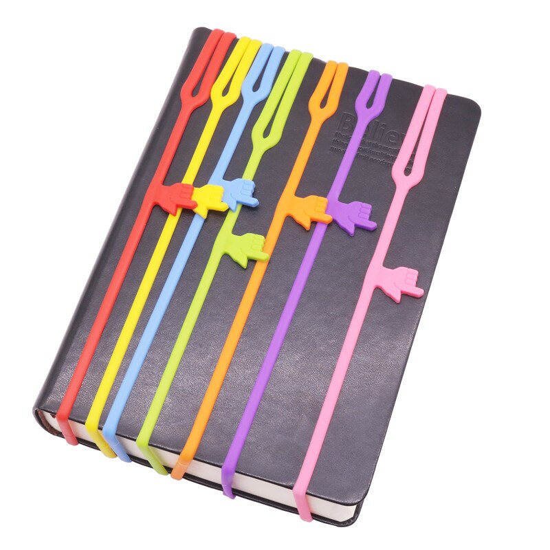 7 Pcs Flexible bookmark Learning Stationery Unique Silicone Finger Pointing Bookmark Elasticity Book Mark