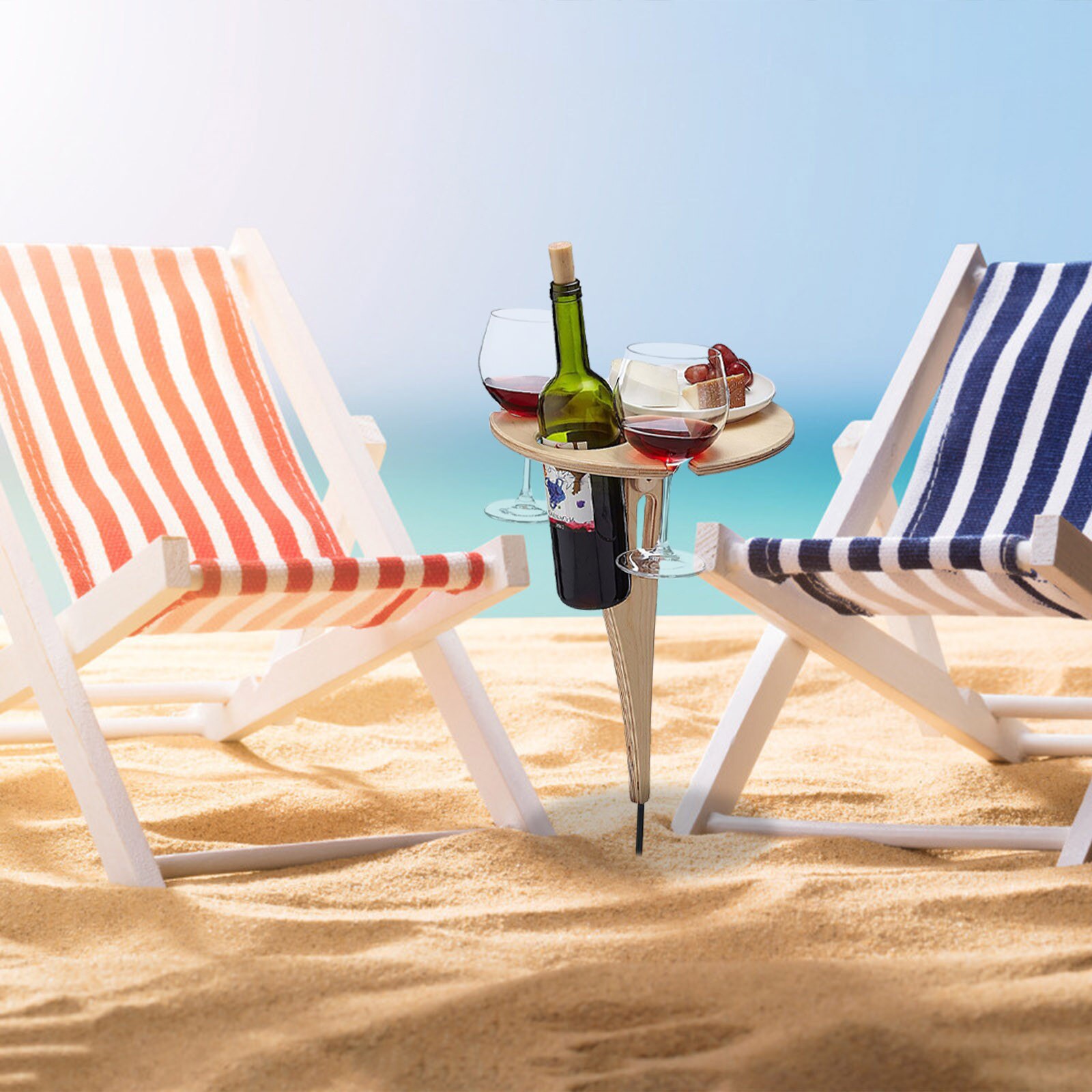 Outdoor Wijnrek Gazon Wijnrek Draagbare Outdoor Picknick Wijnrek Outdoor Wijn Tafel Met Opvouwbare Ronde Desktop