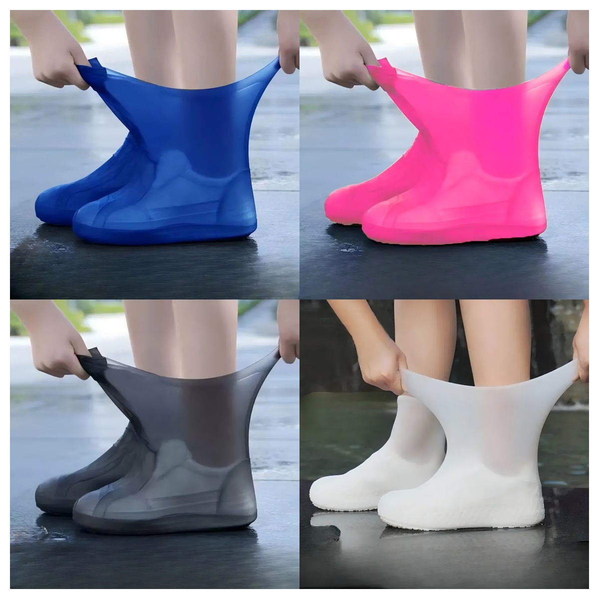1 par de cubrezapatos de goma para botas de lluvia para uso en exteriores, cubrezapatos impermeables de silicona, cubrezapatos para días lluviosos, lluvia antideslizante reutilizable