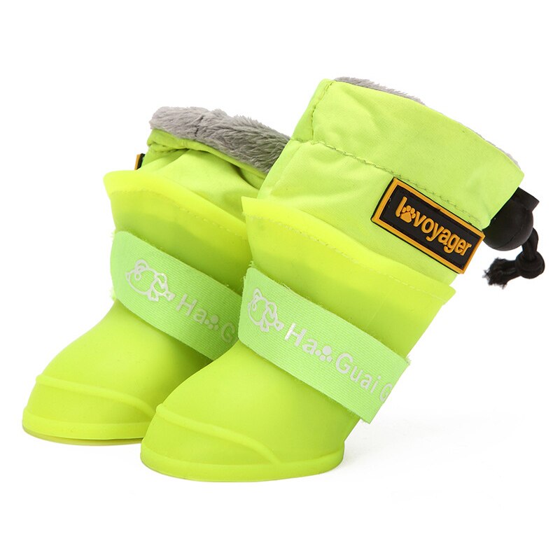 Rainproof Anti-snow Dog Boots Super Warm Winter Dog Rain Shoes Anti Slip Soft Silicone Waterproof Pet Shoe For Small Medium Dogs: Green / M