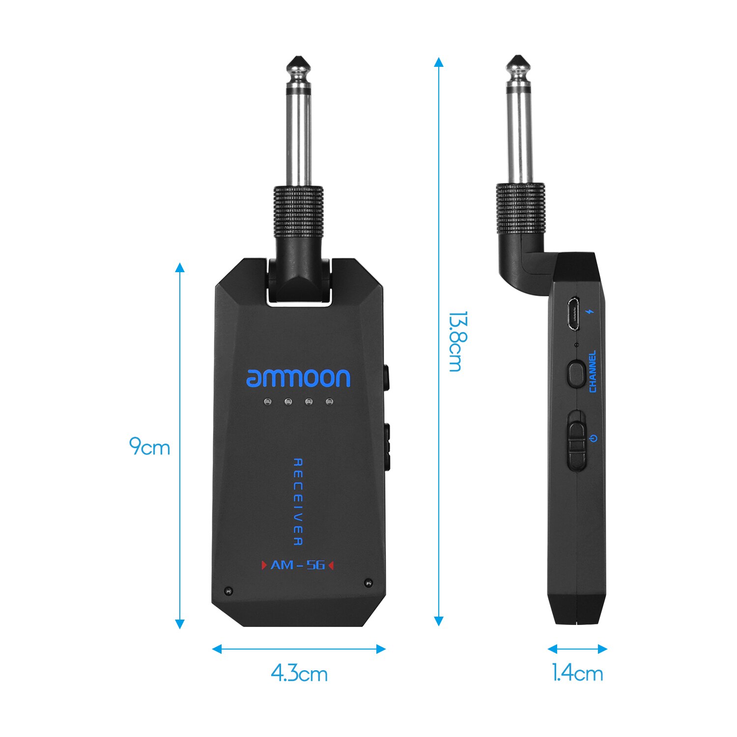 ammoon AM-5G Wireless 5.8G Guitar System Audio Transmitter and Receiver ISM Band for Electric Bass Guitars Amplifier Tools