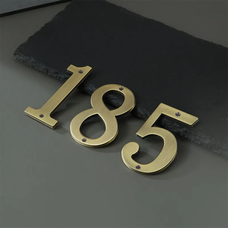 7cm Bronze House Number Sticker backside Metal Doorplate Home Door Plaque Numbers Sign For Mailbox Street