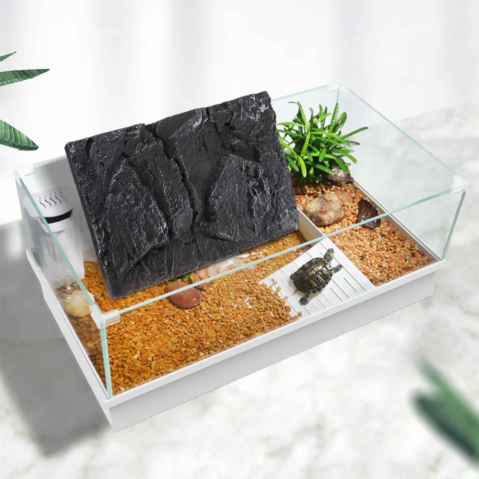 1pc Reptile Tank Background Board Lifelike 3D PU Reptile Tank Background Board Turtle Tank Background Decoration 45X30X3.5CM