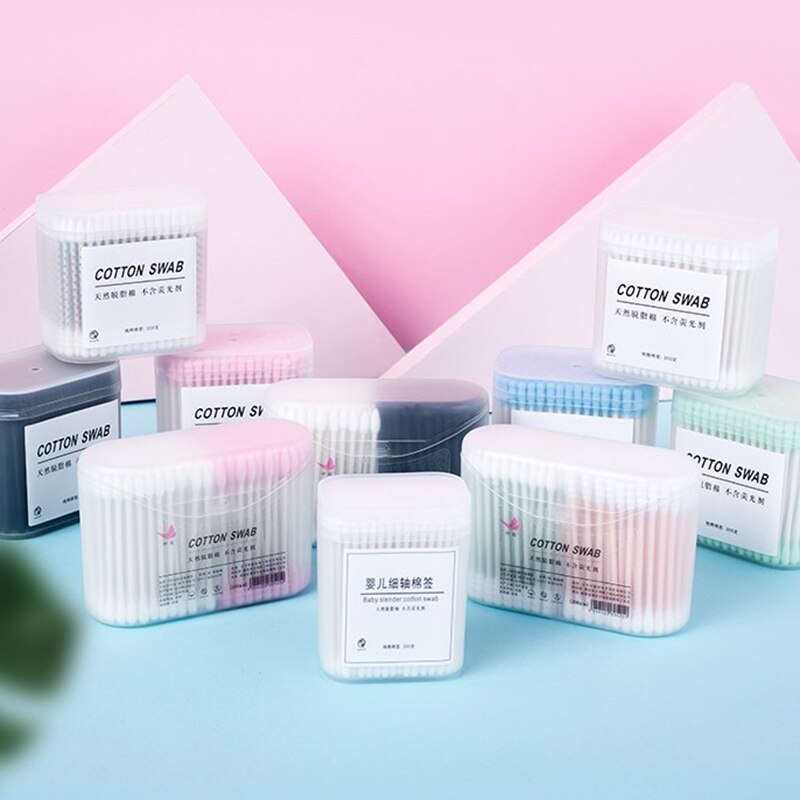 200pcs Makeup Cotton Swab Swab Household Disposable Double-Headed Boxed