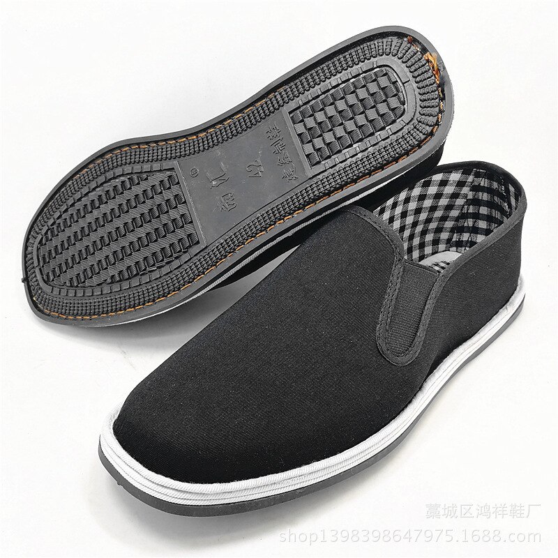 Handgemachte fleece reifen basis traditionellen alten Peking mittleren alters casual schuhe non-slip männer tuch schuhe gummi sohle schwarz