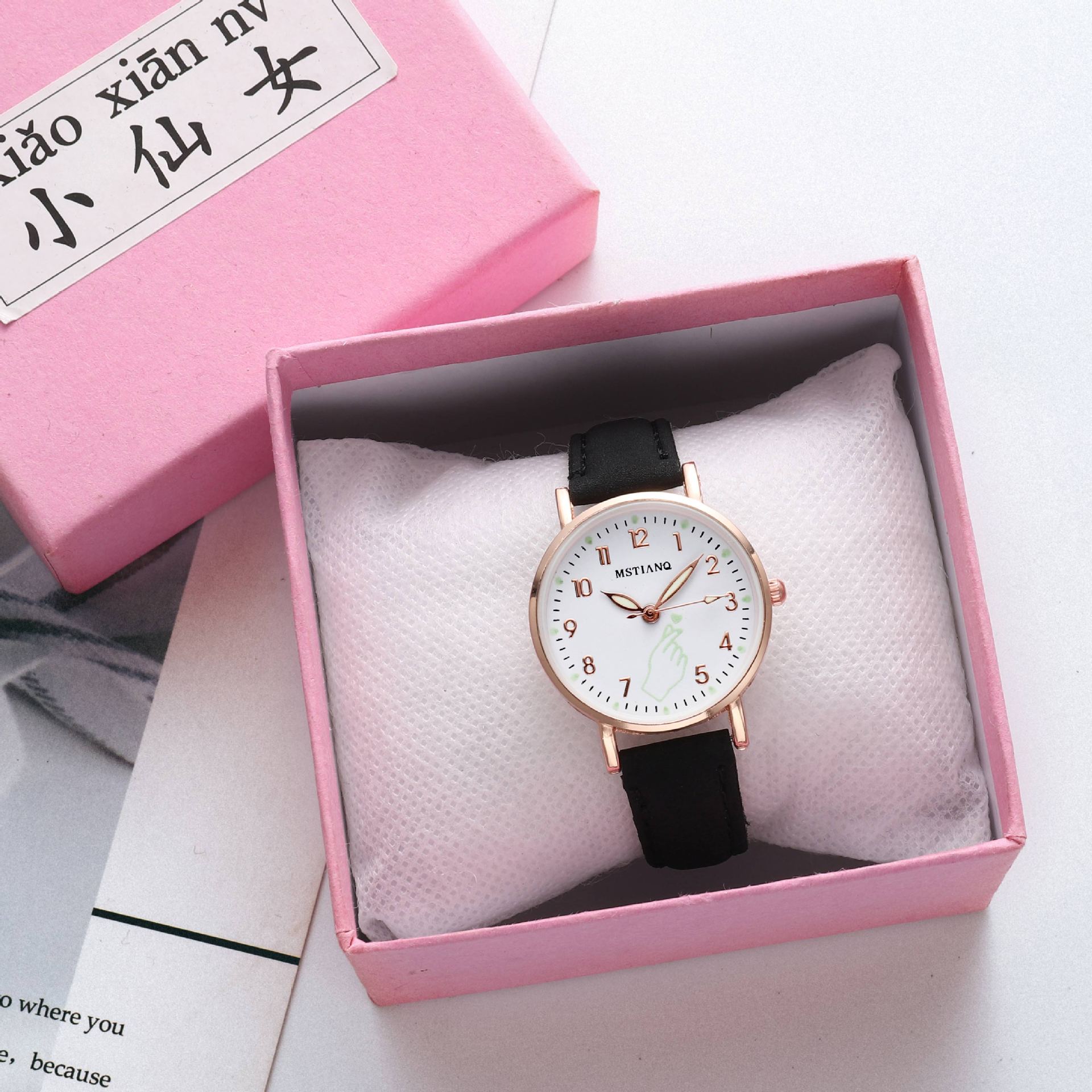 Simple Ladies Wrist Watches Luminous Women Watches Casual Leather Strap Quartz Watch Clock Montre Femme Relogio Feminino: Black1(no box)