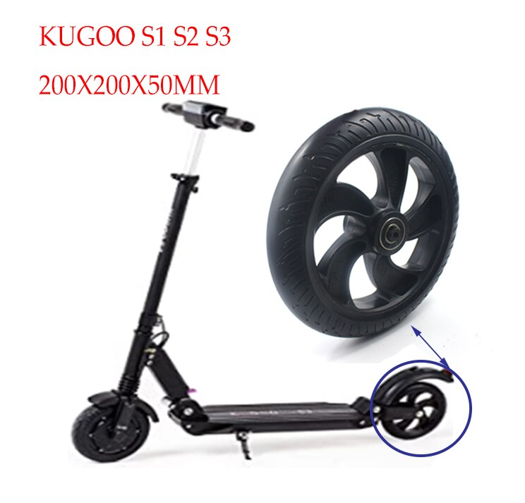200 x 200 x 50mm baghjul klassisk delikat elektrisk scooter solidt baghjul bagdæk dæk m / hjulnav til kugoo  s1 s2 s3