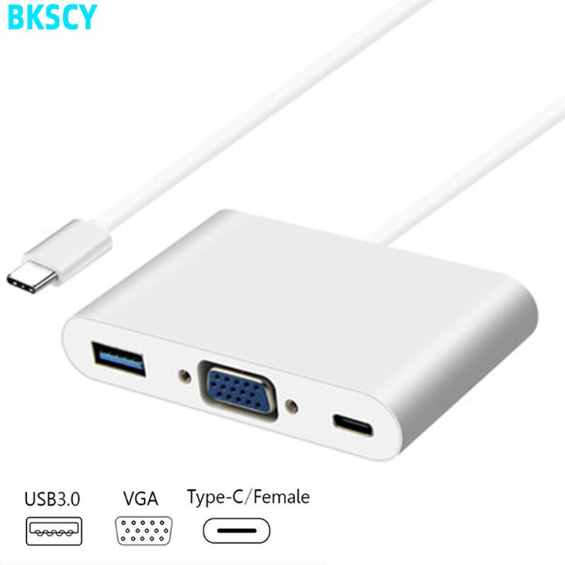 BKSCY Type C naar VGA Adapter Kabel USB C USB 3.1 naar VGA Adapter voor Macbook 12 inch Chromebook Pixel lumia 950XL Usb C Hub