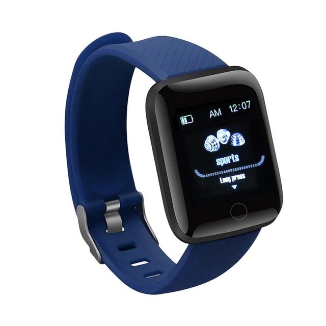 116 Smartwatch Mannen Vrouwen Ondersteuning Bluetooth IP67 Waterdicht Hartslag Bloeddruk Klok Wearable Smart Horloge Fitness Tracker: blue