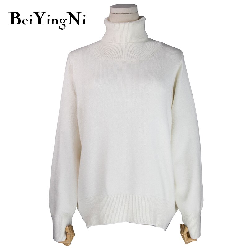 Dames coltrui herfst oversized getailleerde effen trui tops