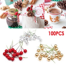 100/50Pcs Mini Foam Kunstbloem Fruit Meeldraden Cherry Kerst Plastic Parel Bessen voor Wedding Party Garden Decoratie