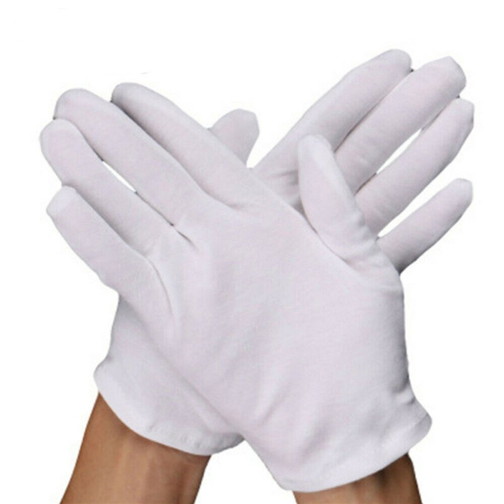 12 Pairs Katoenen Witte Handschoenen Algemene Purpose Hydraterende Voering Handschoenen L Maat