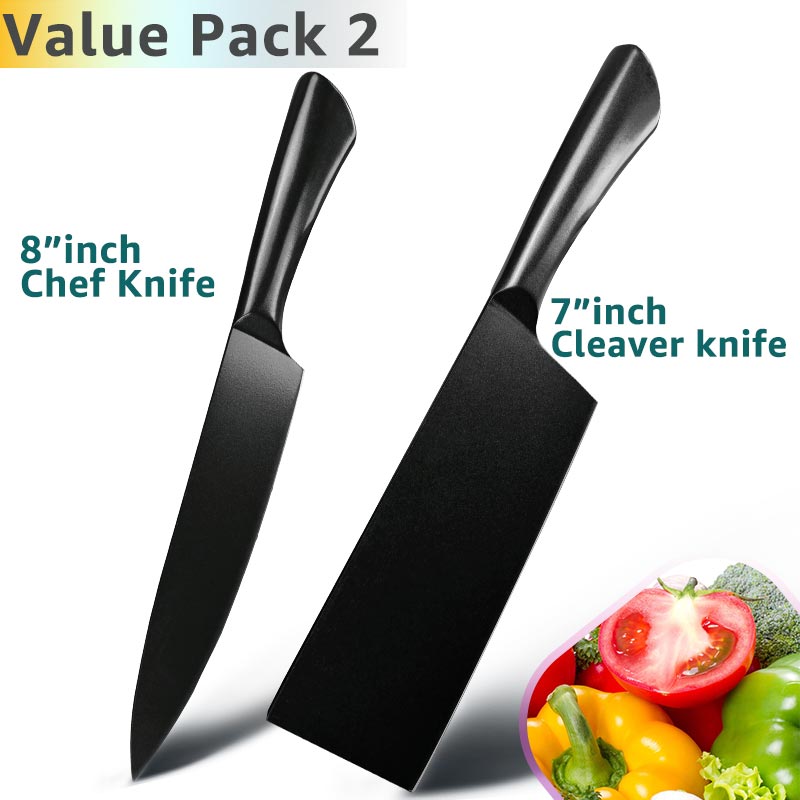 Køkkenkniv 5 7 8 tommer 7 cr 17 440c rustfrit stål værktøjskniv kokkekniv non-stick belægning kød fisk køkken madlavningsværktøj: Værdi pakke sæt 2