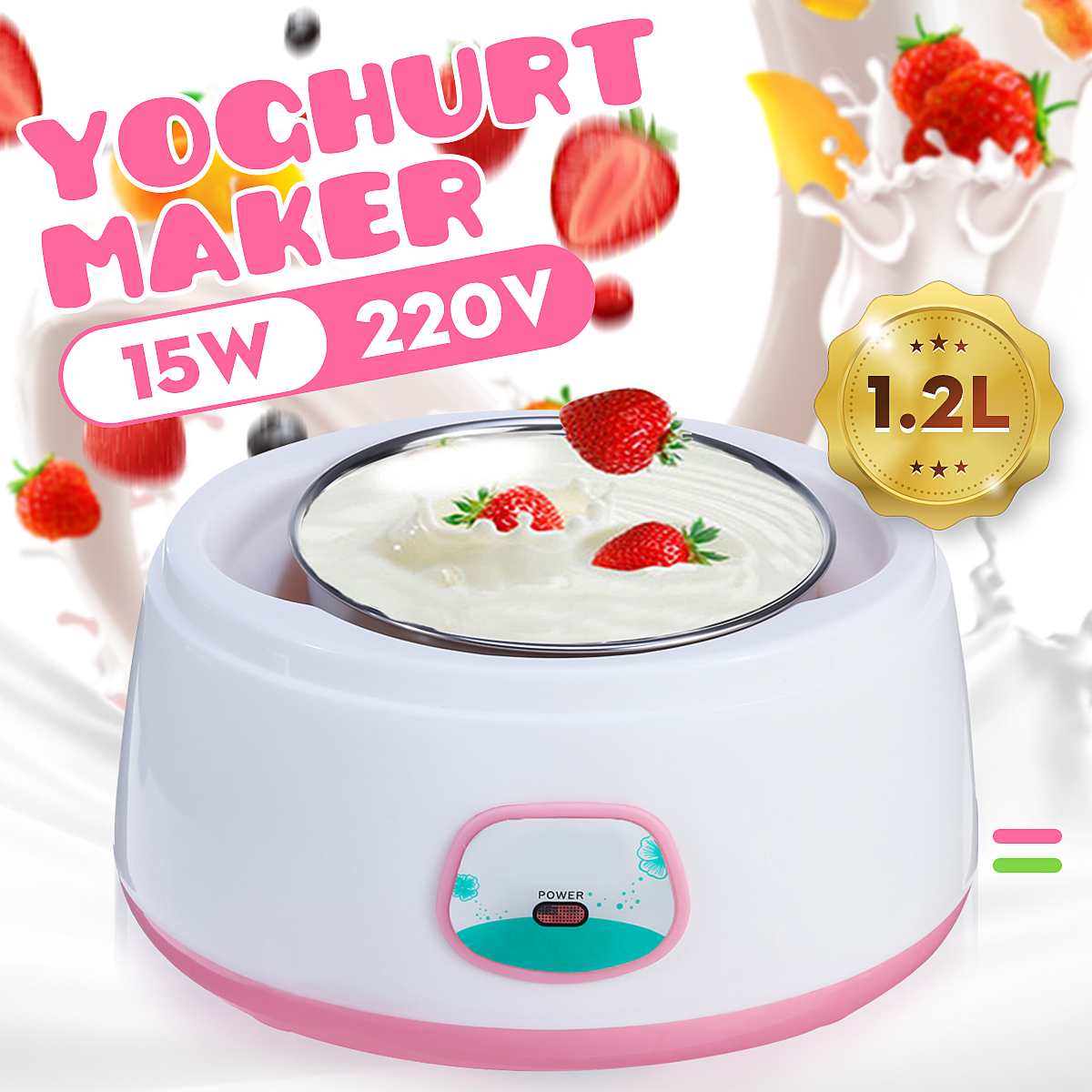 220V Yogurt Makers 1.2L Full Automatic Yogurt Machine Maker Household Stainless Steel/PP DIY Yogurt tools Mini Kitchen appliance