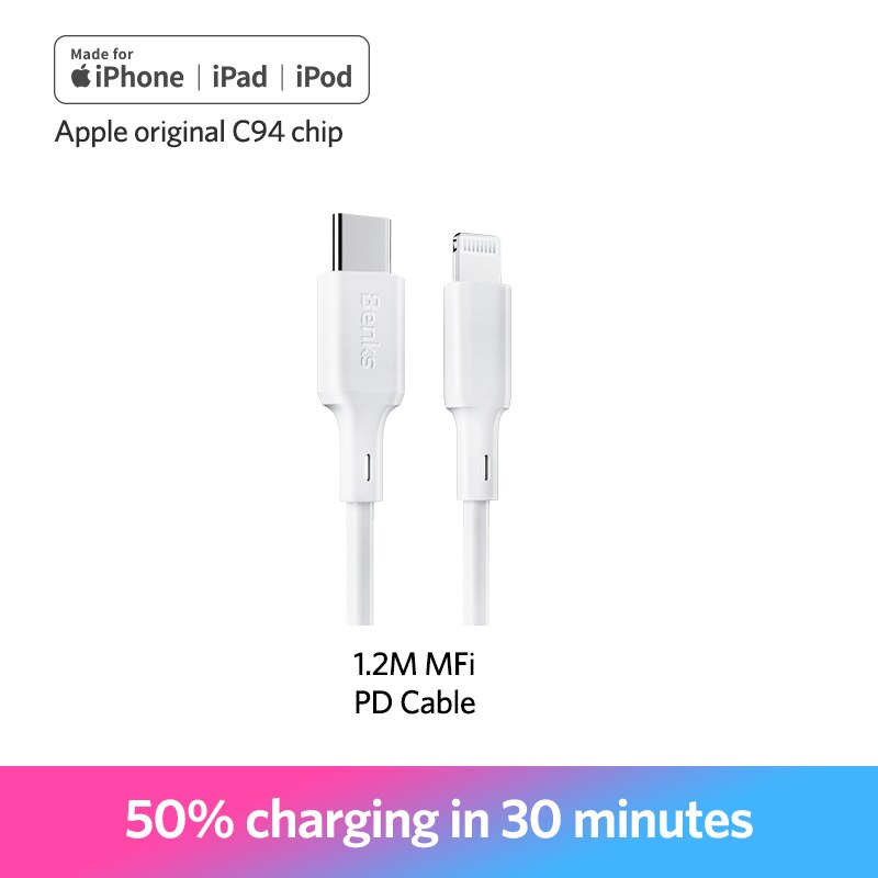 Benks MFi PD Kabel Typ C Für Apfel Hafen Schnelle Ladekabel Für iPhone X/Xs/Xr/ 8 Plus PD Energie Adapter USB C Kabel Für iPad Profi: 1.2M