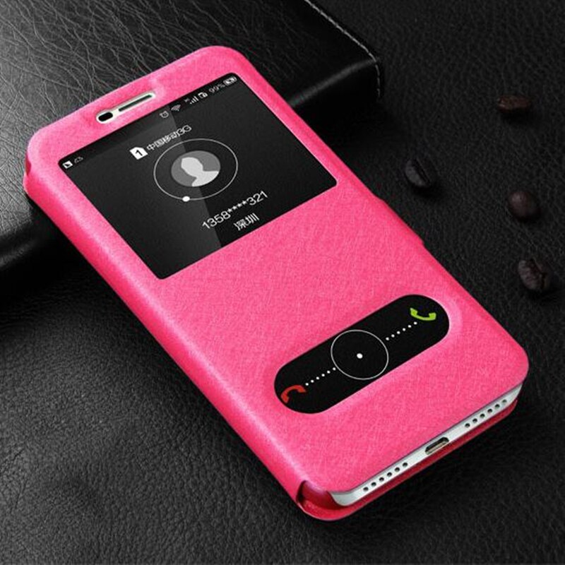 For Huawei Y3 Case Flip 5.0 Luxury Quick View Window Case For Huawei Y3 Cover PU Leather CRO-L22 CRO-U00 Phone Cases