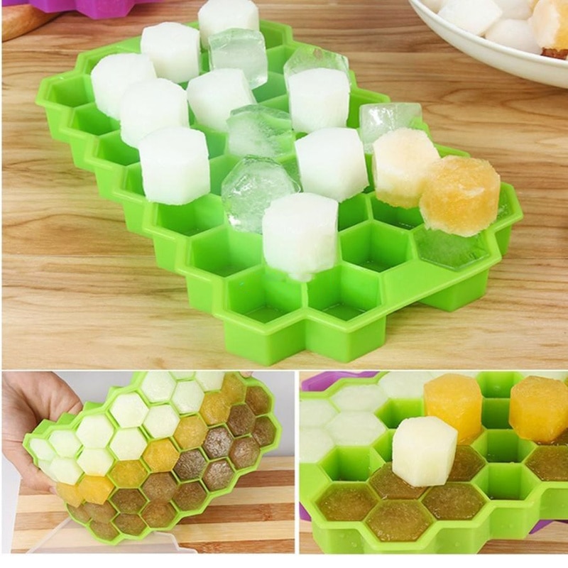 37 cubos moldes silicona cubo de hielo de nido de abeja molde para hacer cubitos de hielo para helado frío bebida cóctel de whisky Popsicle moldes