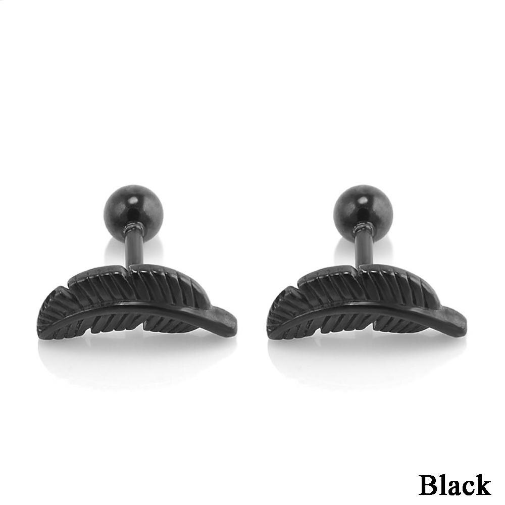 1 par retro punk mini blad engel fjer ørestikker brusk helix bar øreringe piercing smykker: Sort