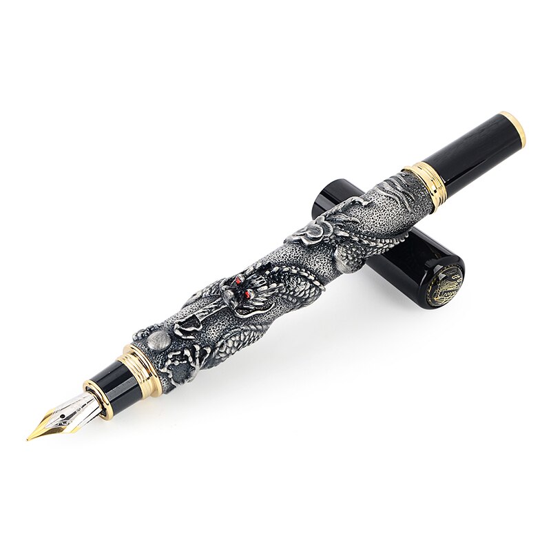 Noble-pluma estilográfica de Dragon Business, plumas de tinta de escritura dorada de Metal de punta fina de 0,5mm, suministros de papelería para la escuela y la Oficina