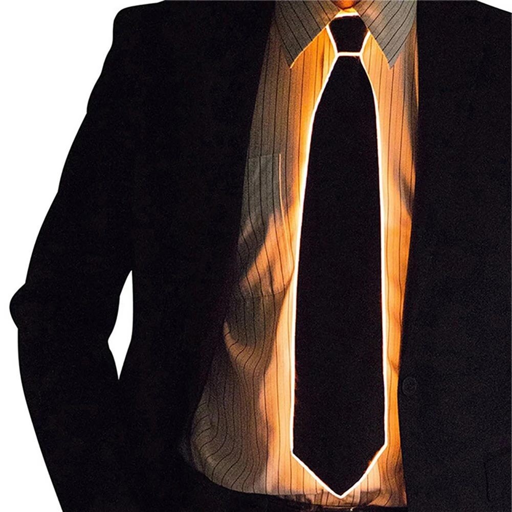 EL Luminous Necktie Glowing Fanny Flashing Ties Novelty Necktie for Men LED Light Up Ties Halloween Party Costume Accessory: Orange