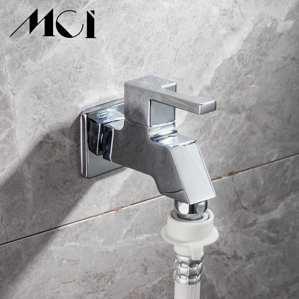 Veggmontert vaskemaskin bibcock enkelt kaldt vann krom polert sink legering vegg kran hage vann kran servant kran mci