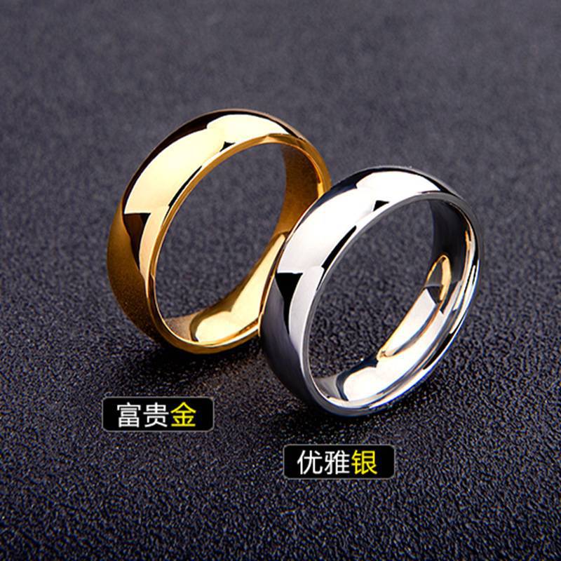 JUCHAO-anillos de acero inoxidable lisos para mujeres y hombres, joyería de compromiso de boda, oro Simple, 6MM