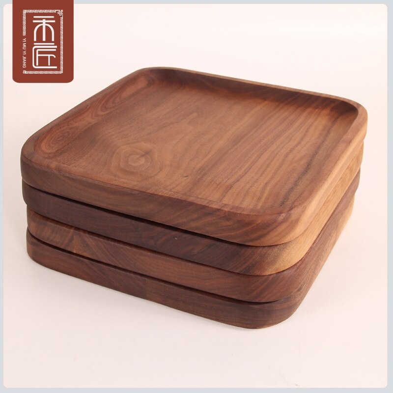 Schwarz nussbaum holz holz besteck tablett tablett Western-stil lebensmittel kuchen kaffee und Tee obst platte