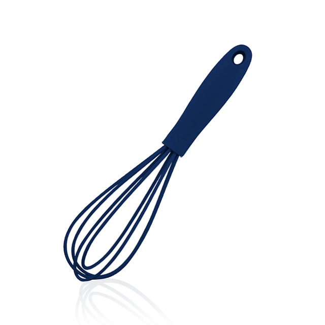Batidor de silicona para batir, batidor de huevos antideslizante, fácil de limpiar, Espumador de leche, utensilio de cocina, herramienta para batir huevos: Azul