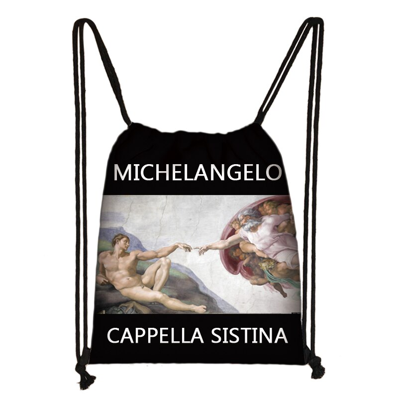 Sac à dos drôle Mona Lisa, sac de nuit étoilé pour femmes, van Gogh, Michelangelo, Da Vinci, sac à bandoulière, rangement de: SKD-art20