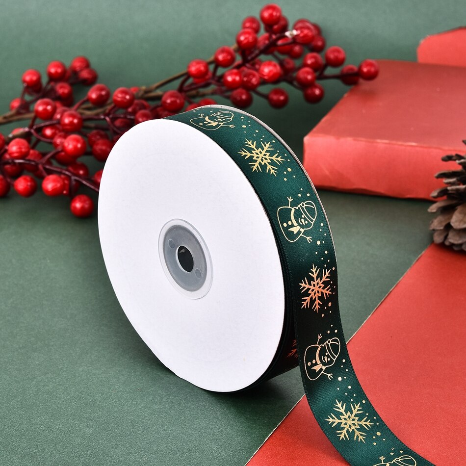 5Yards 25mm Printed Satin Ribbons Tape Bows Crafts DIY Natural Ribbon Sewing Clothing Christmas Wedding Party Decoration: 08   5Yards