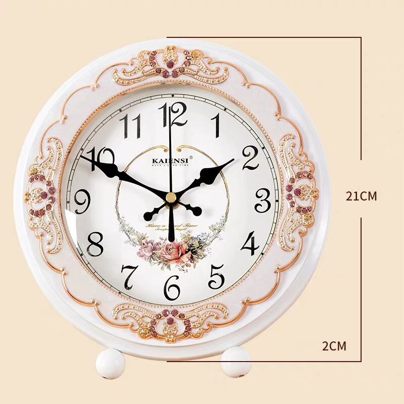 European Bedroom Bedside Table Clock Living Room Retro Seat Clock Home Decoration Large Simple Office Desktop Clock: I