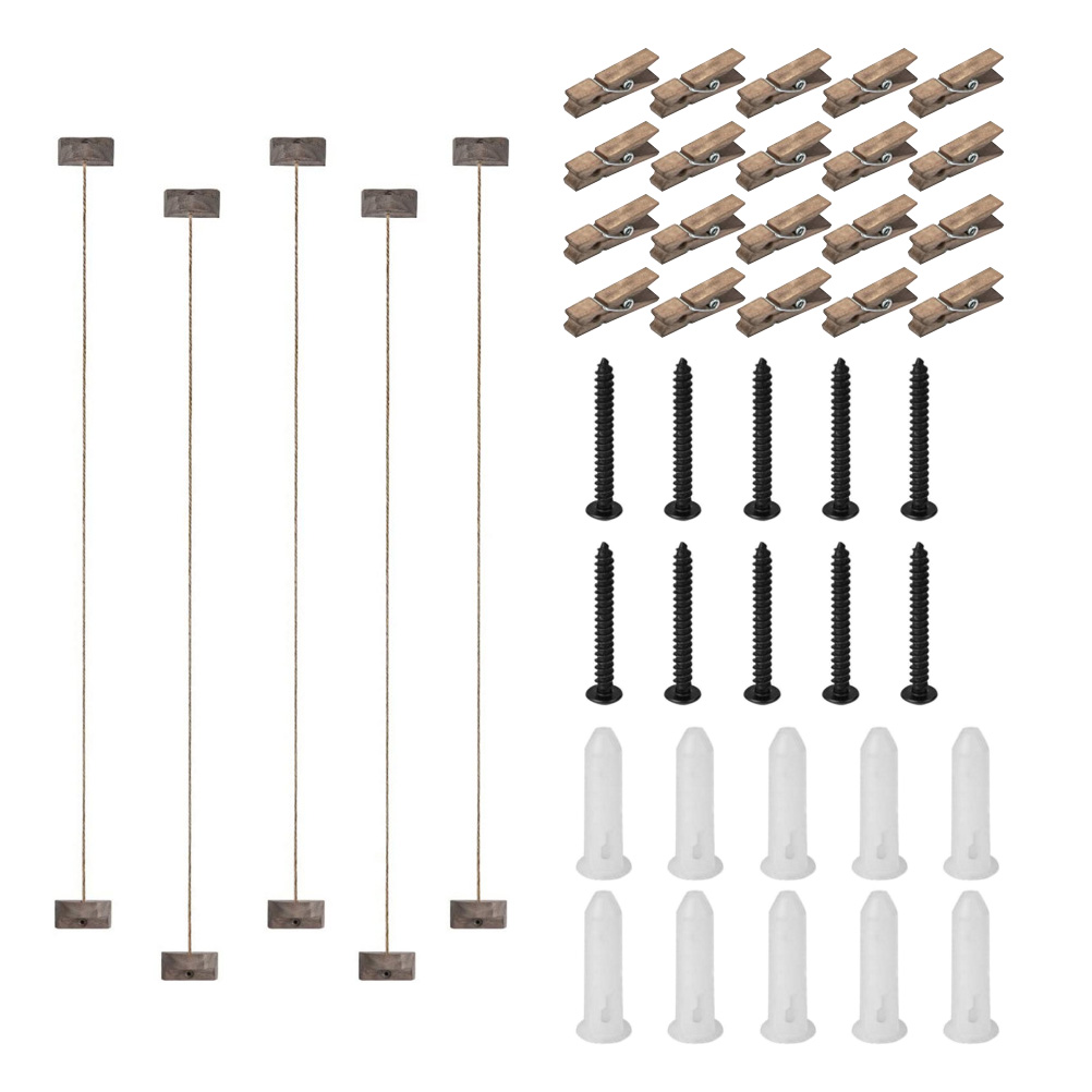 1 Set DIY Wall Art Decor Hanging Photo Display String Pictures Collage Frame: Default Title