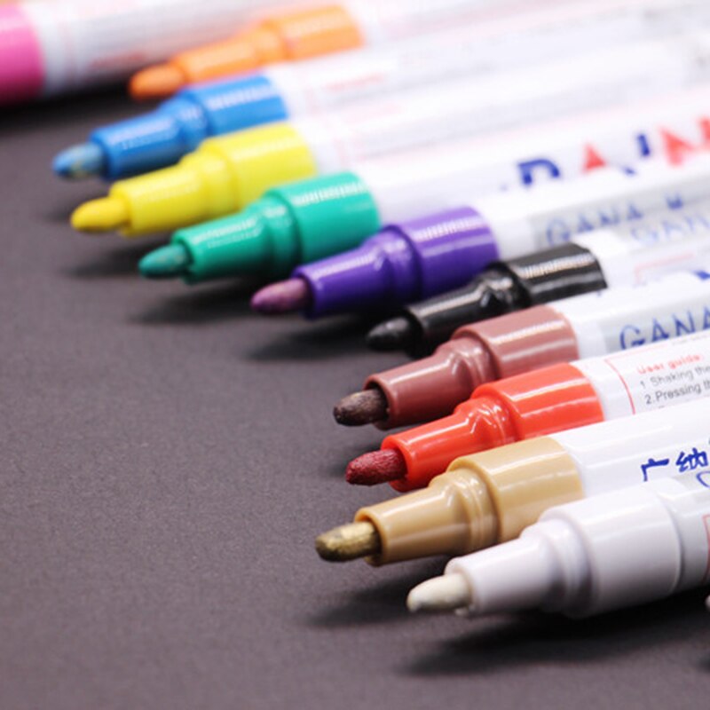 12 Kleuren Verf Marker Pen Waterdicht Autobanden Verf Pen Metallic Verf Marker Pennen Voor Hout Diy Graffiti Board schilderen