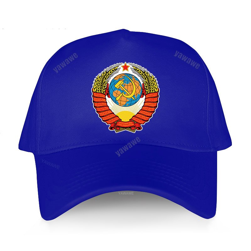 Soviet emblem hat Russia Ussr Flag cap CCCP print Baseball cap Men women USSR Soviet Union Man bone adjustable snapback hat: blue