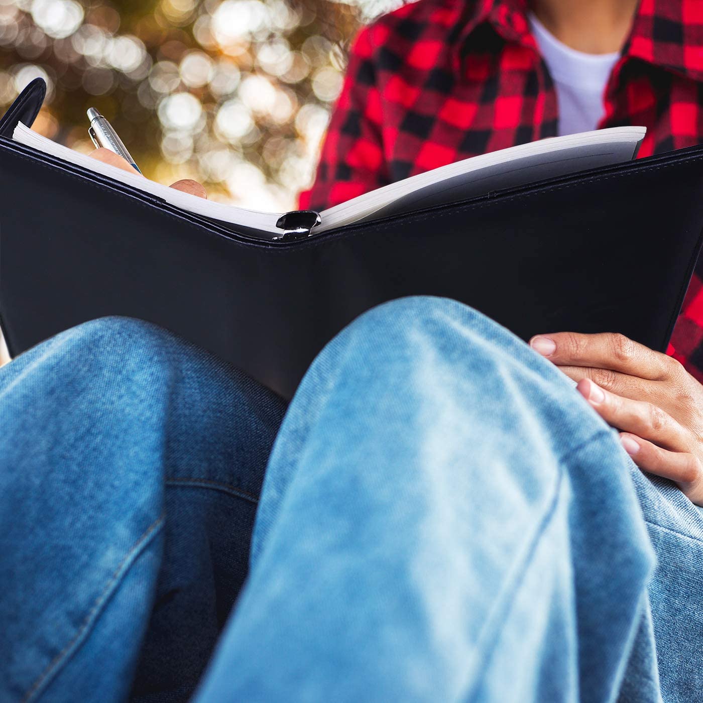 A5 Binder PU Leather 6-Ring Notebook Binder Cover for A5 Filler Paper, Refillable A5 Personal Planner Binder with Magnetic